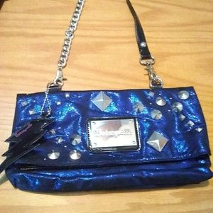 COPY - Betsey Johnson purse hand bag blue with studs